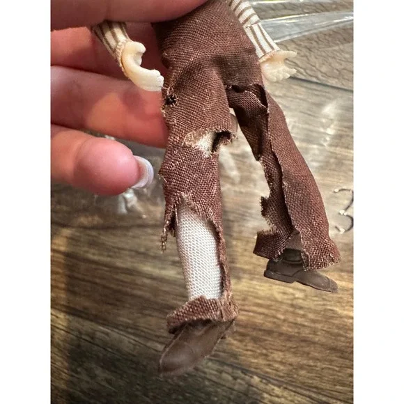 Vintage‎ Male Doll Figure Business Man Striped Shirt Brown Ripped Pants - Picture 4 of 5